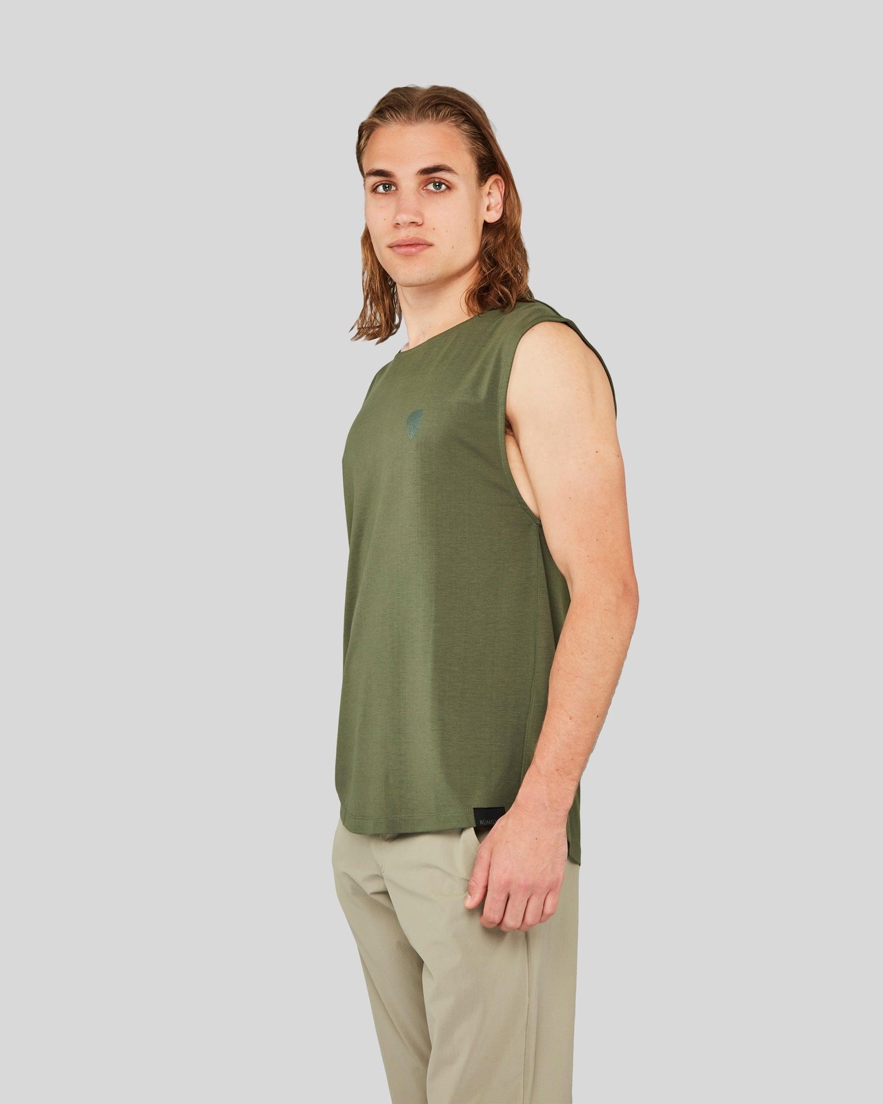 Dirtbag Tank Top — Oyster Grey — model shot
