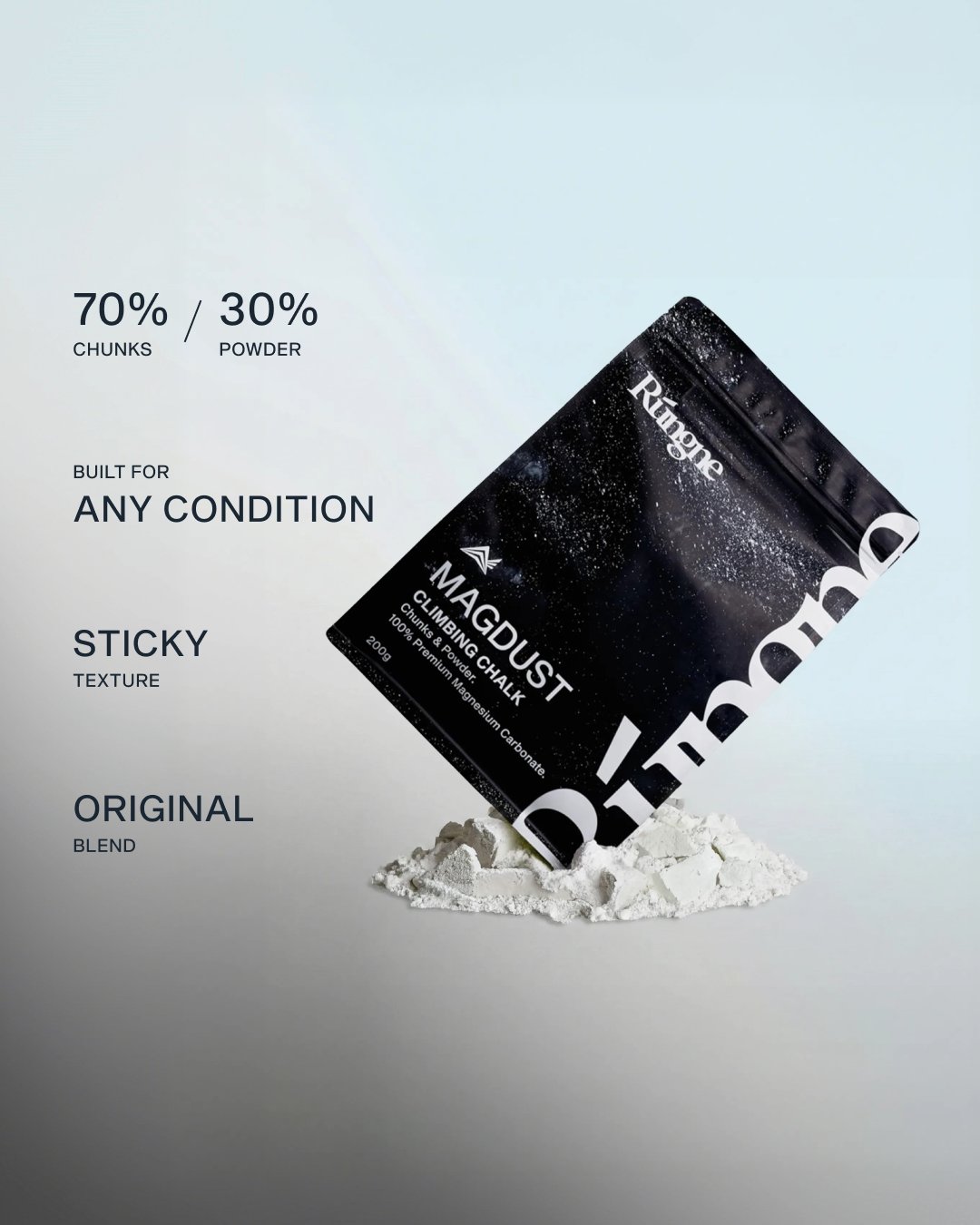 Magdust Chalk — packshot with spec panel, light ground